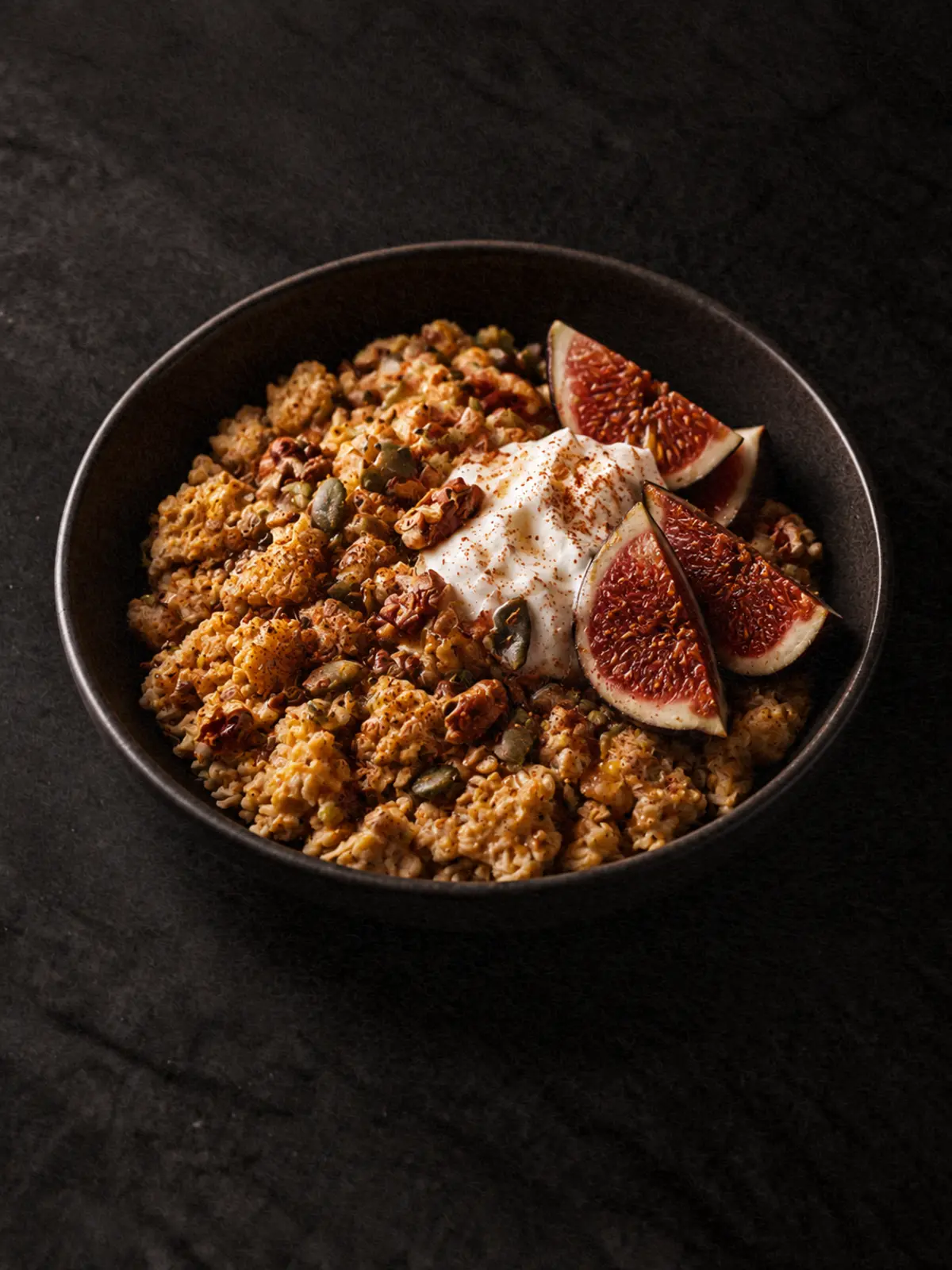 Scrambled Oats Bowl with Fig & Yogurt