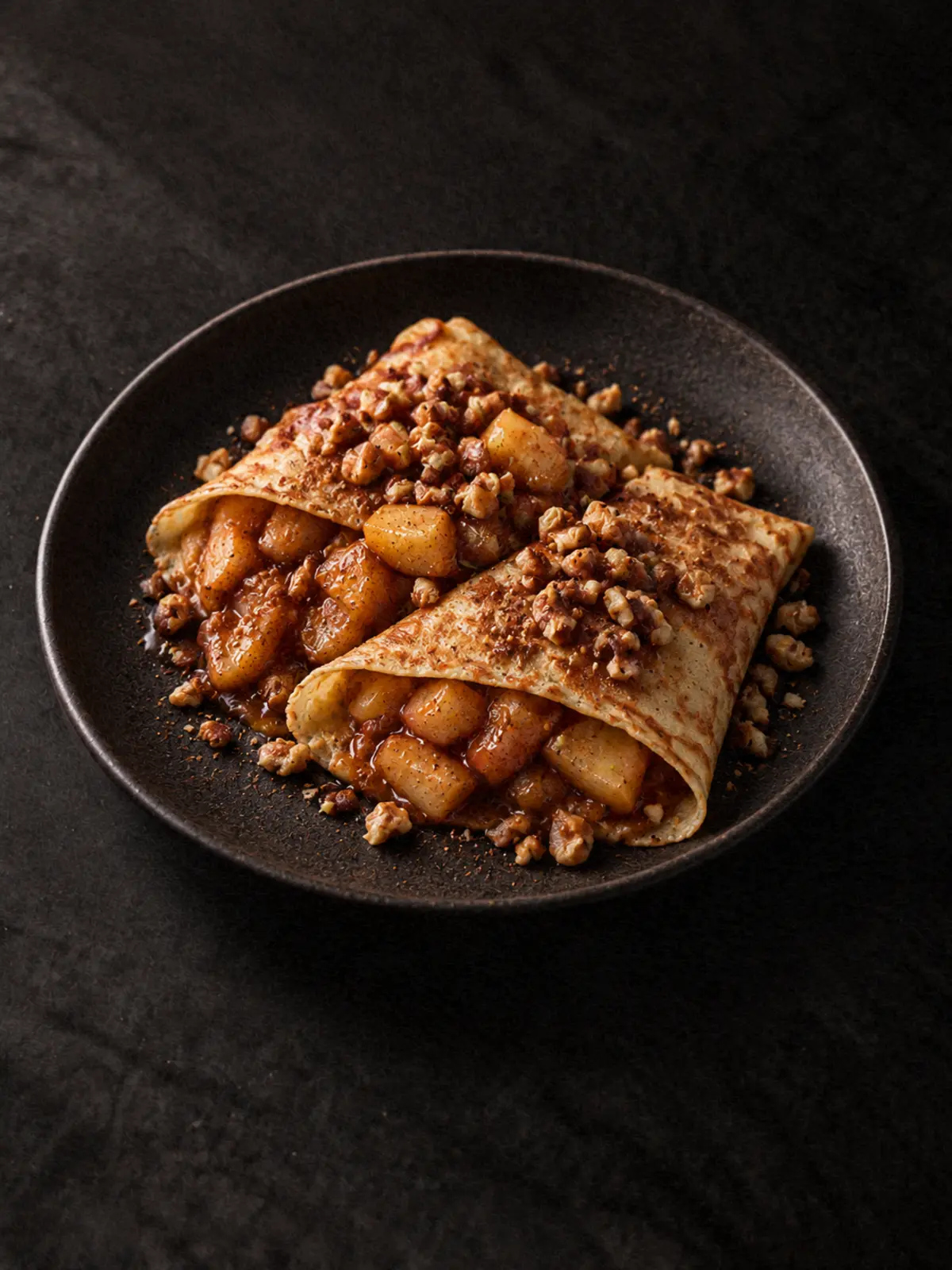 Warm Apple & Walnut Crepes
