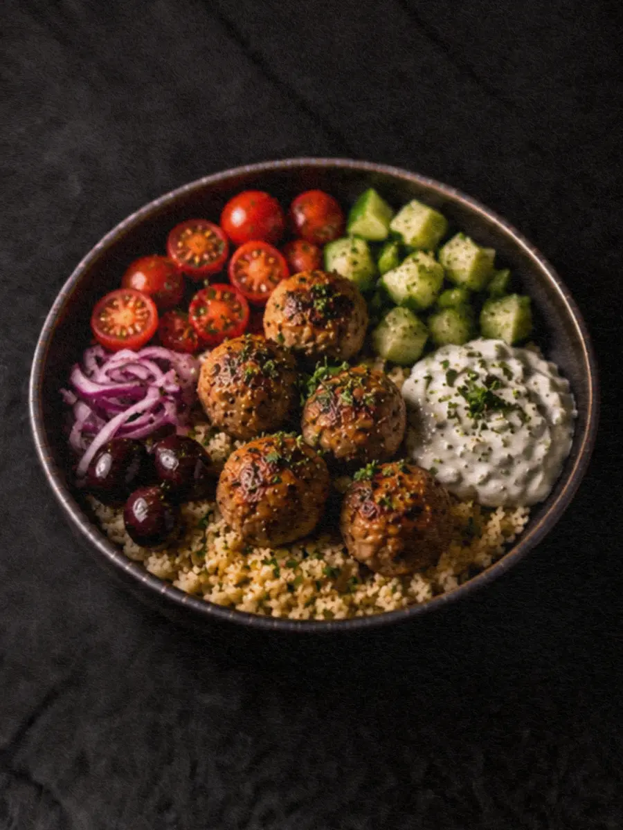 Turkey Meatballs with Couscous and Tzatziki