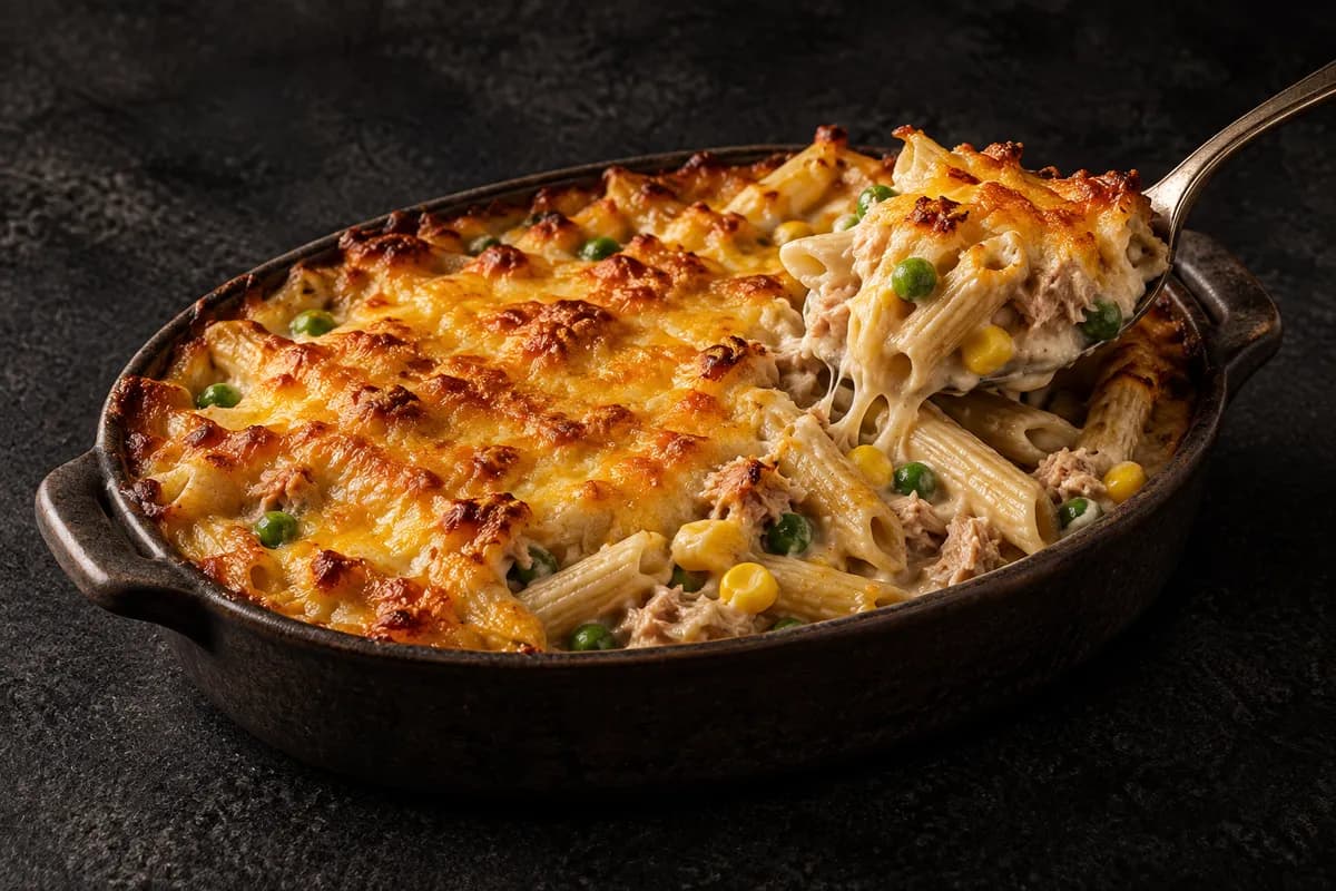 Creamy & Cheesy Tuna Pasta Bake