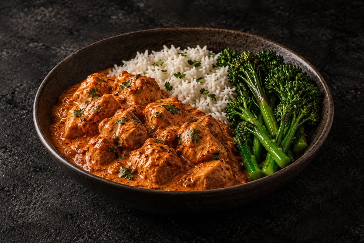 Lighter Butter Chicken Rice Bowl