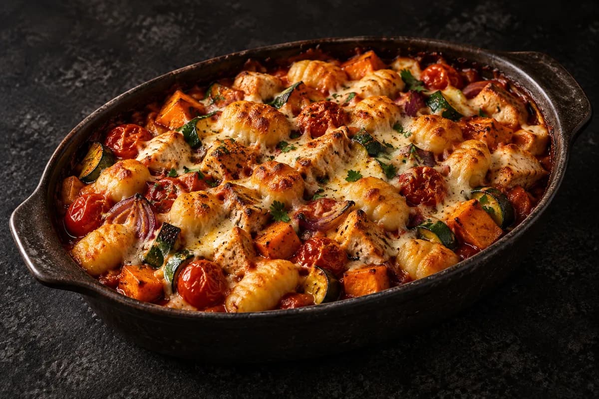 One-Tray Baked Gnocchi with Chicken and Vegetables