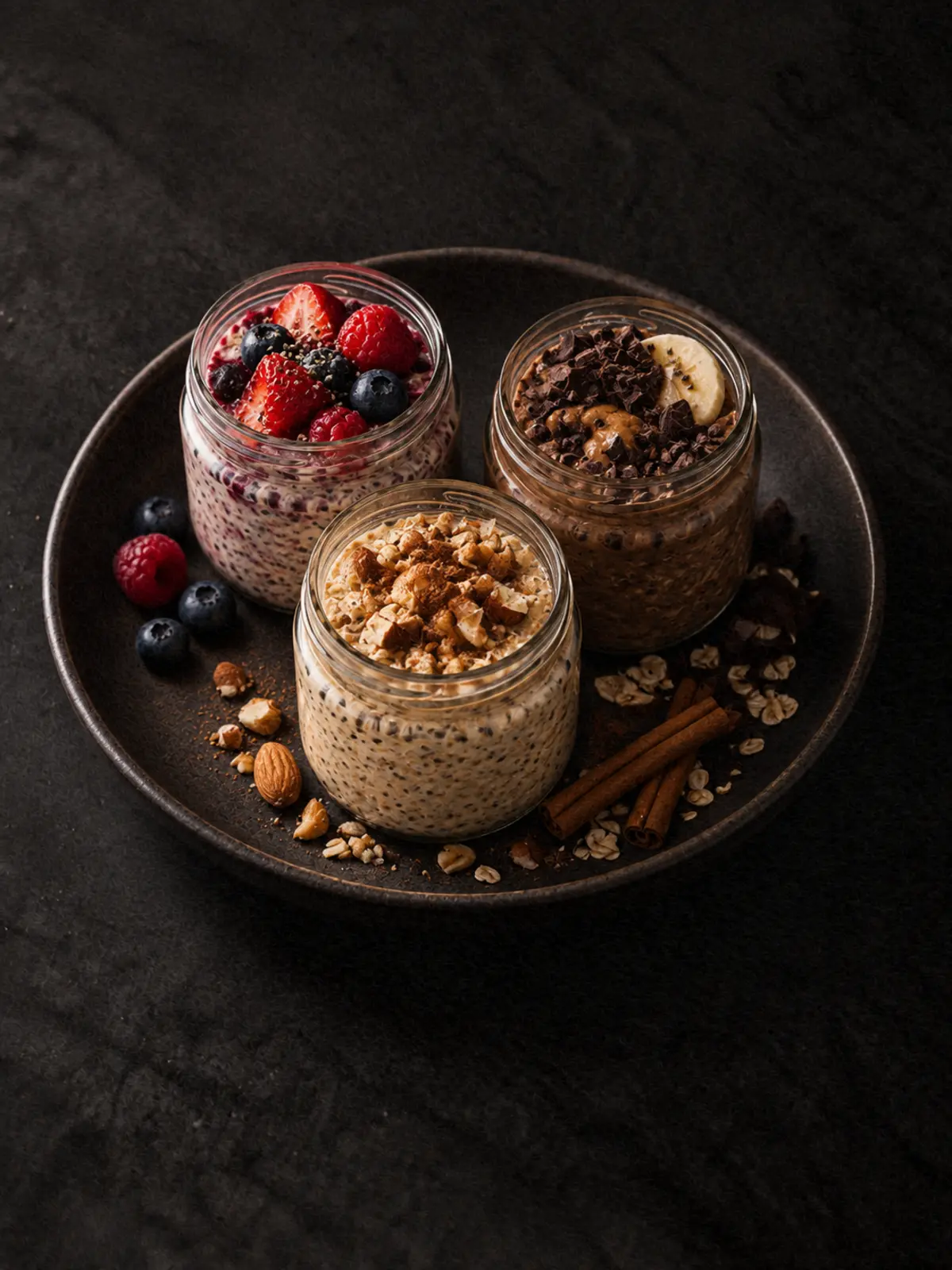 Three prepared overnight-oat breakfasts for a simpler week