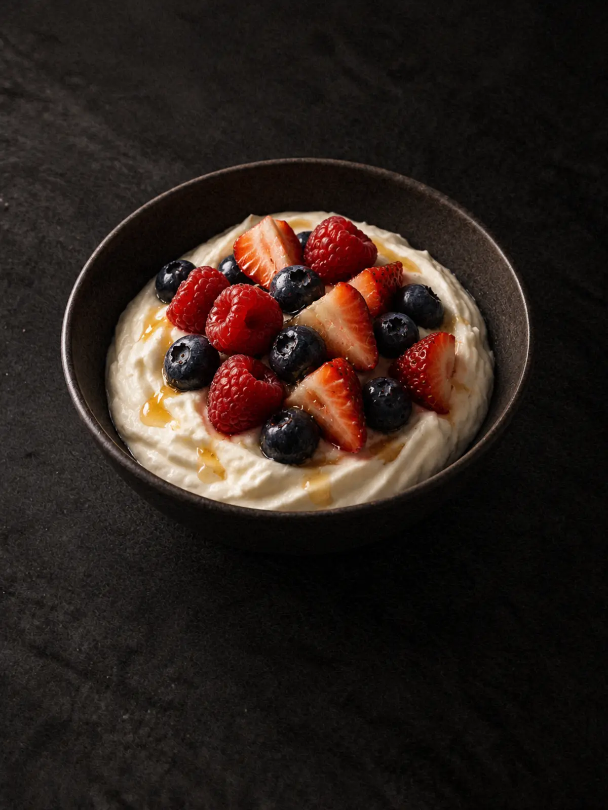 Greek yoghurt topped with mixed berries